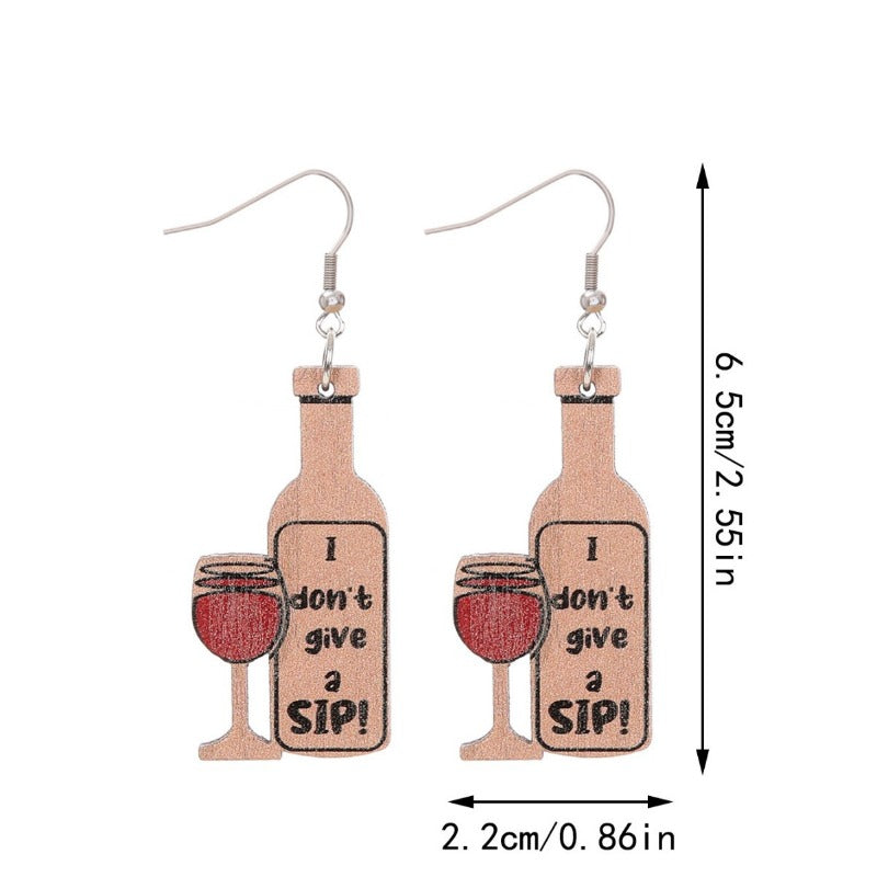 Wholesale Valentine's Day Creative Red Wine with Red Bottle Fashionable Temperament All-match Earrings